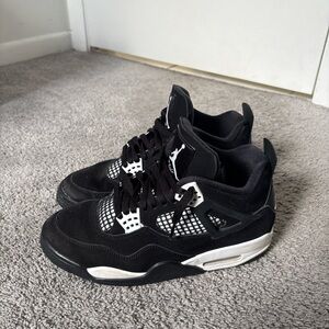 Black and White Air Jordan 4 Sneakers